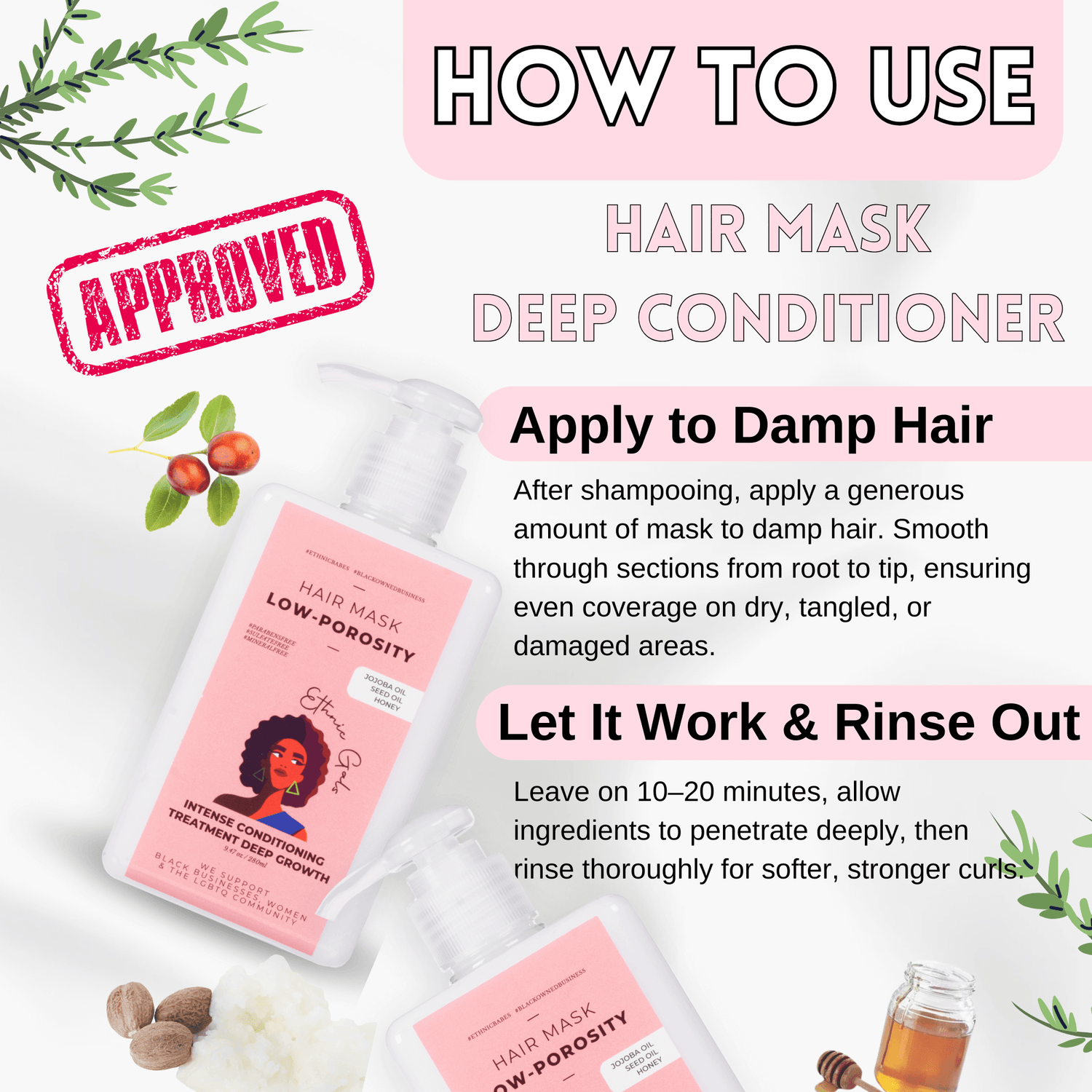 Misty Rose DEEP REPAIR low porosity hair mask Ethnic Gals