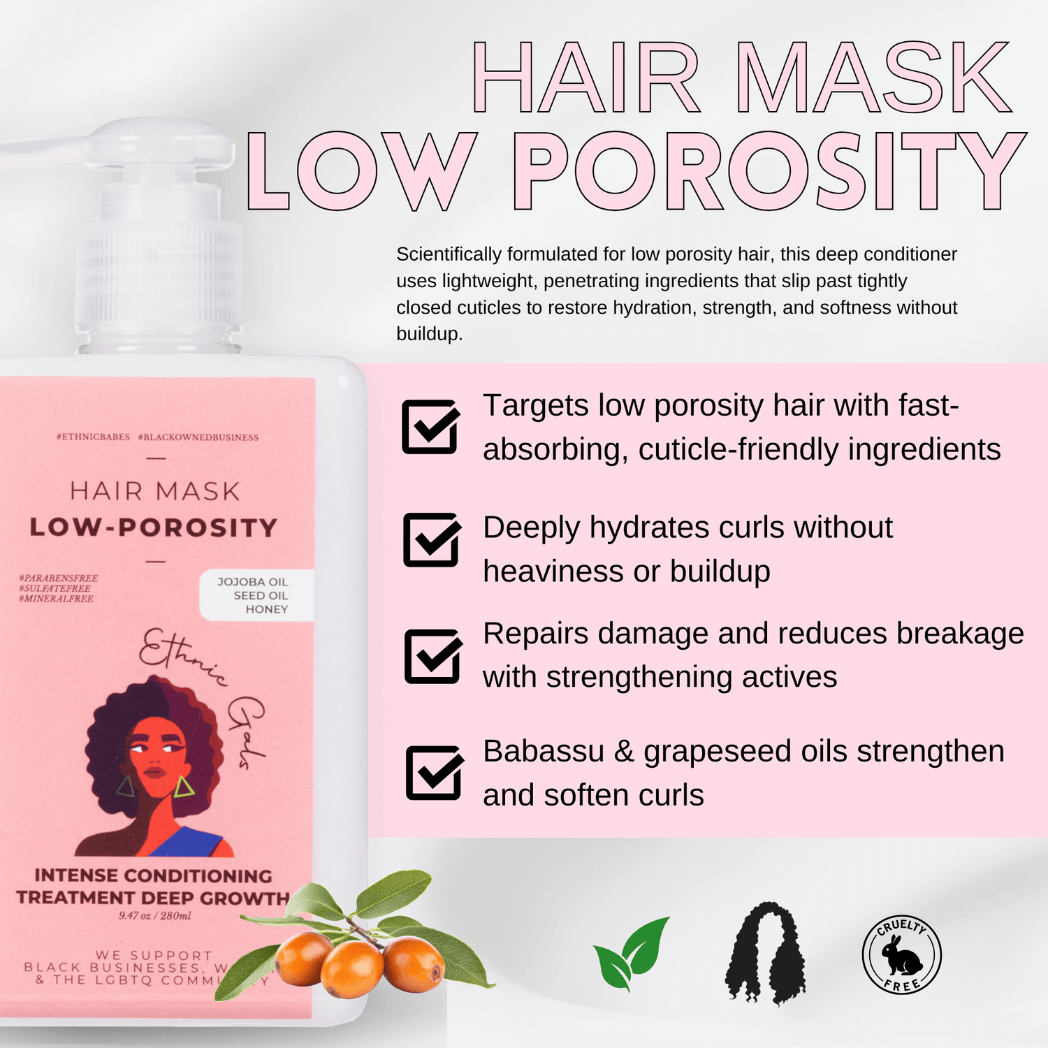 Misty Rose DEEP REPAIR low porosity hair mask Ethnic Gals