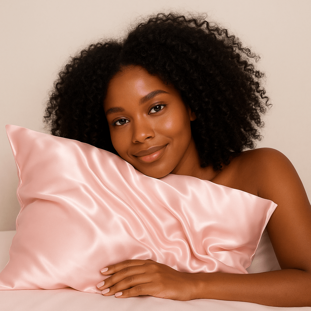 Light Pink PERFECT SLEEP pink satin pillowcase Ethnic Gals