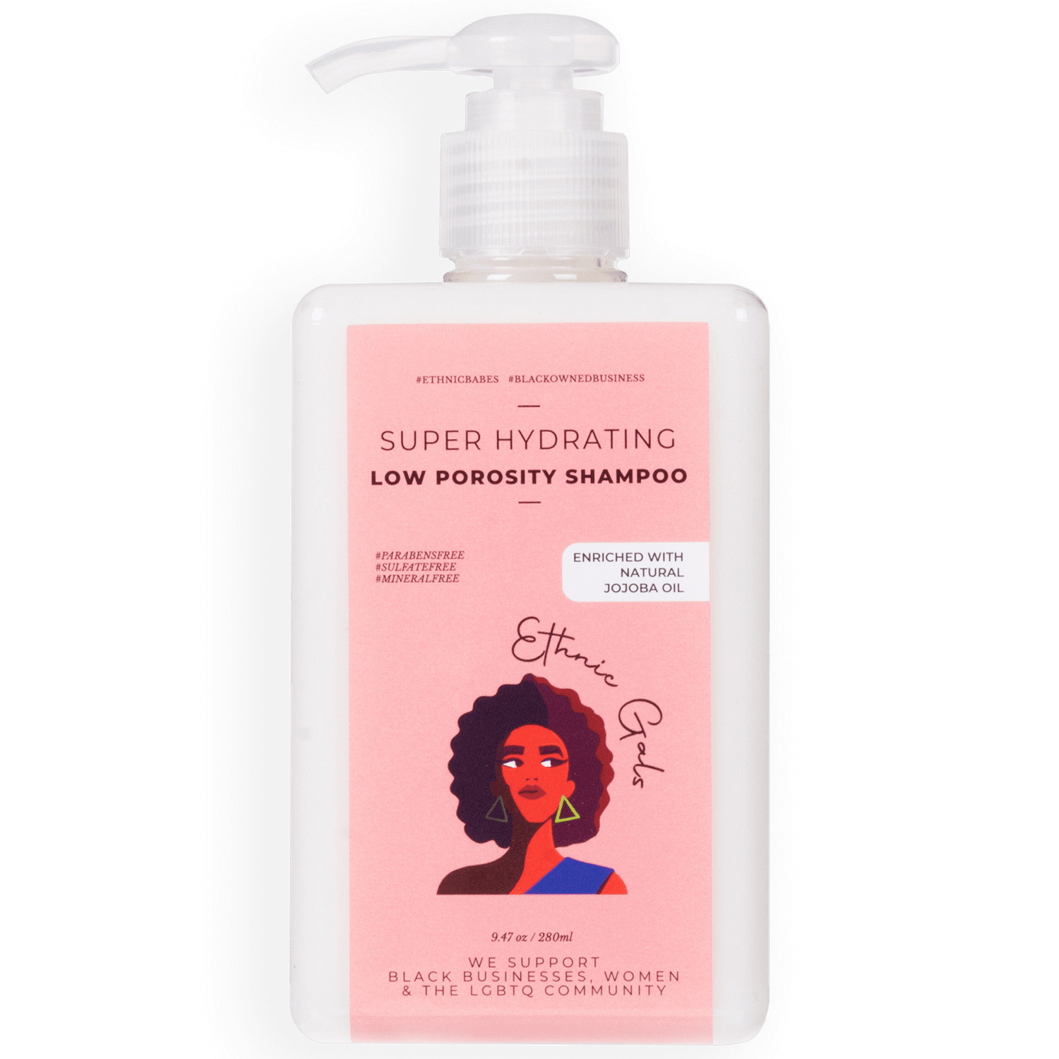 Pink SUPER HYDRATING low porosity shampoo Ethnic Gals